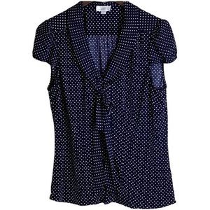 Tahari polka dot neck tie blouse NWT Large